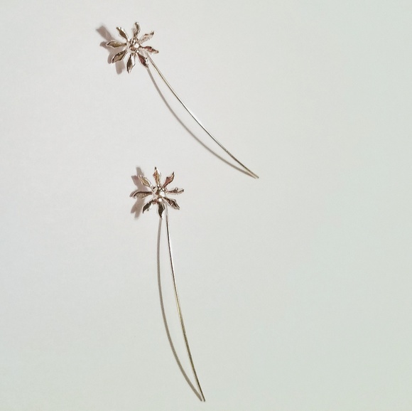 1-PAIR LEFT(SALE)Sterling Silver Flower Earrings - Picture 2 of 6